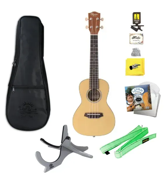 Ohana TKS-22E Electric Tenor Ukulele with Bag, Tuner, Strings, Stand, More