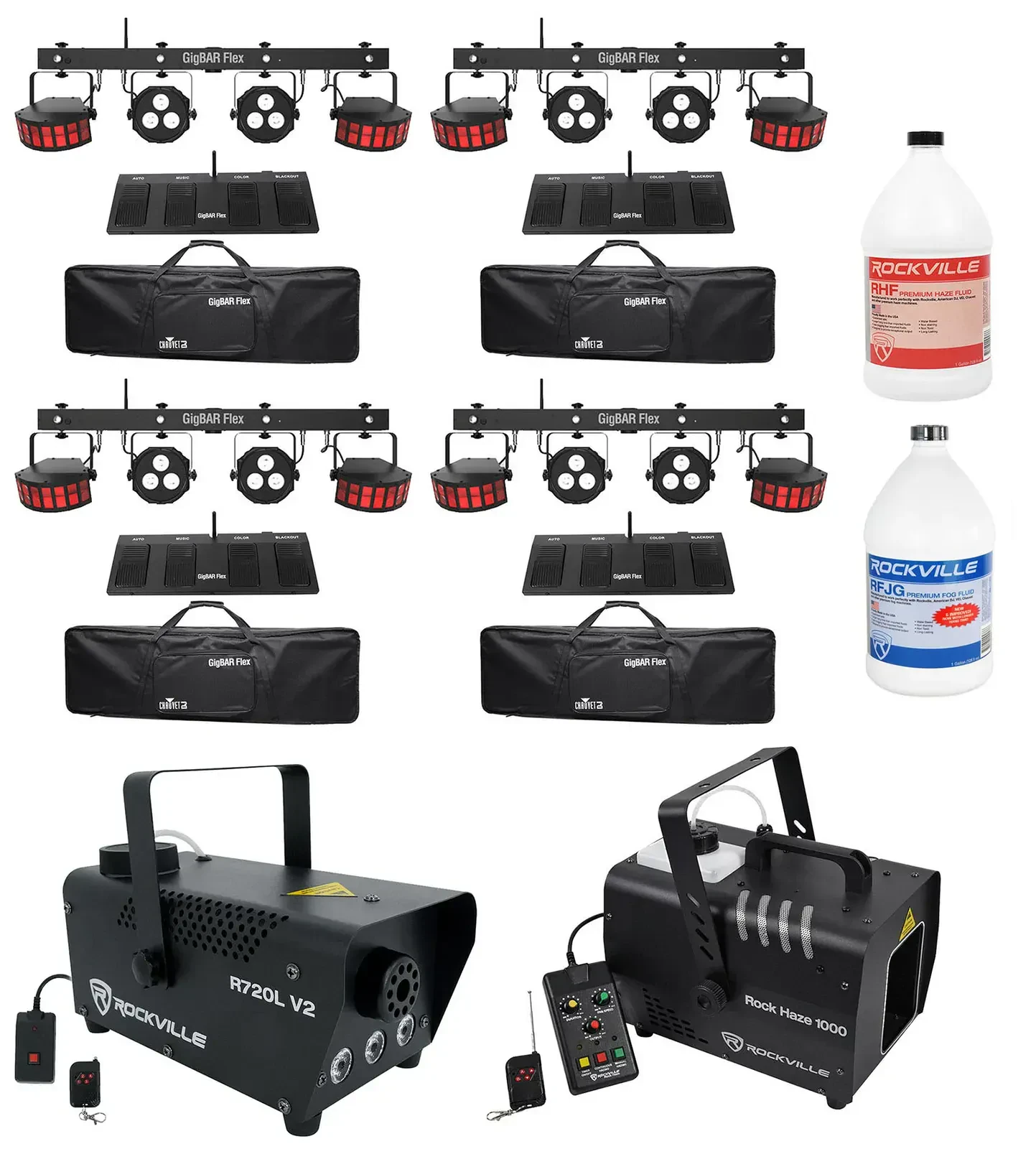 Комплект светового оборудования Chauvet DJ GIGBARFLEX + ROCKHAZE 1000 + R720L