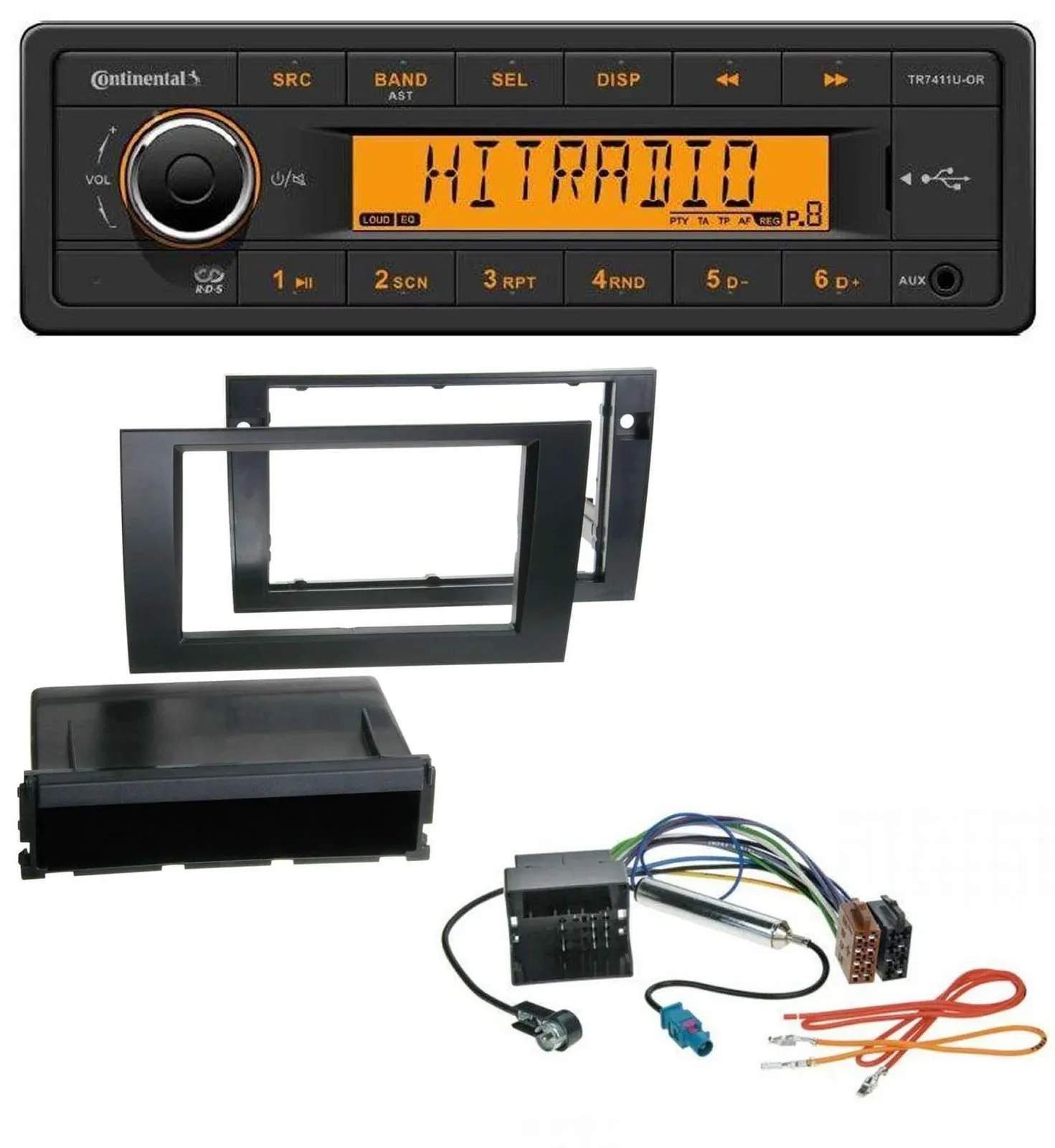 Continental 1DIN USB AUX MP3 Autoradio für Audi A4 01-08 B6 B7 Symphony Quadlock