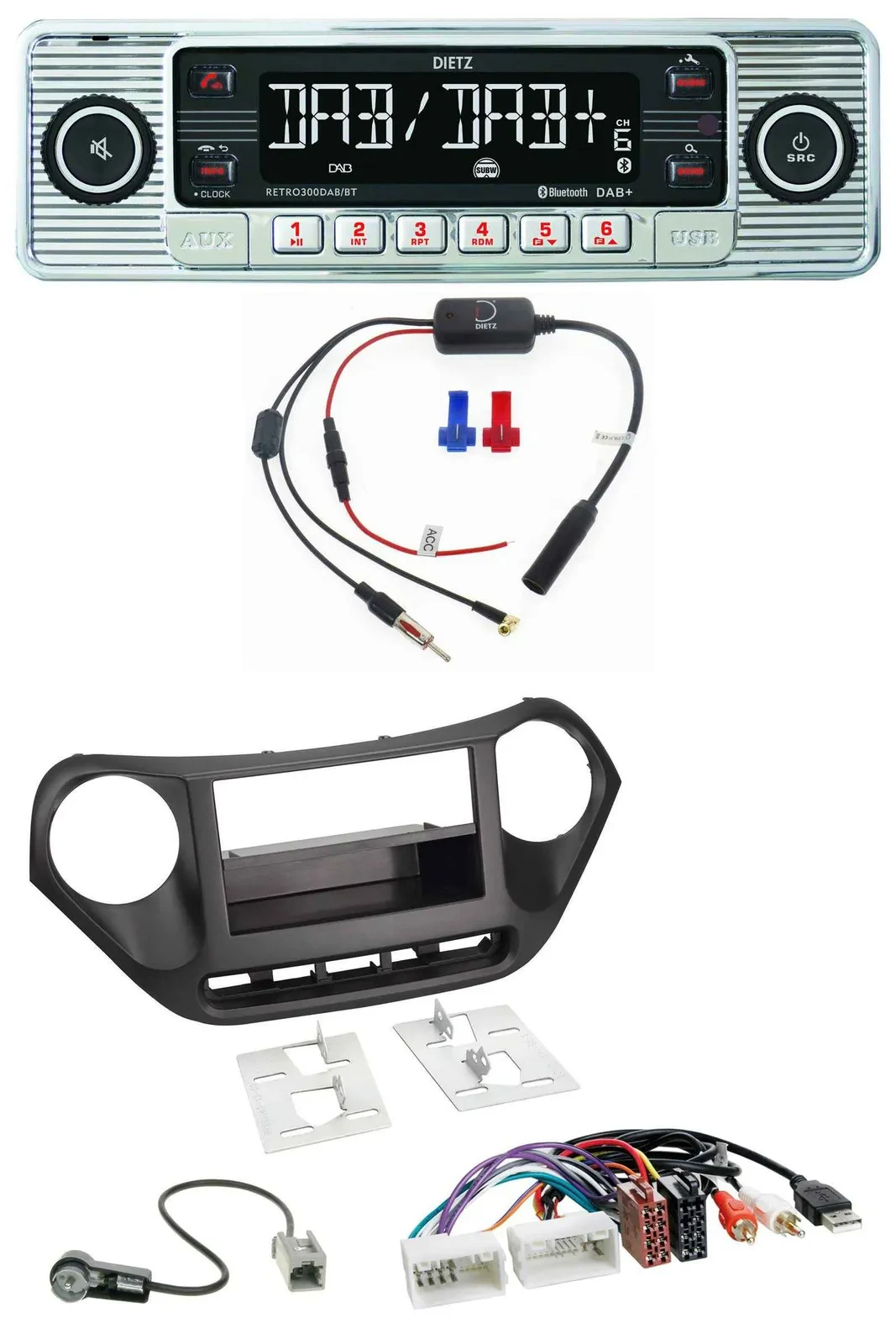 Dietz DAB USB MP3 Bluetooth Autoradio für Hyundai i10 (ab 2013) AUX USB