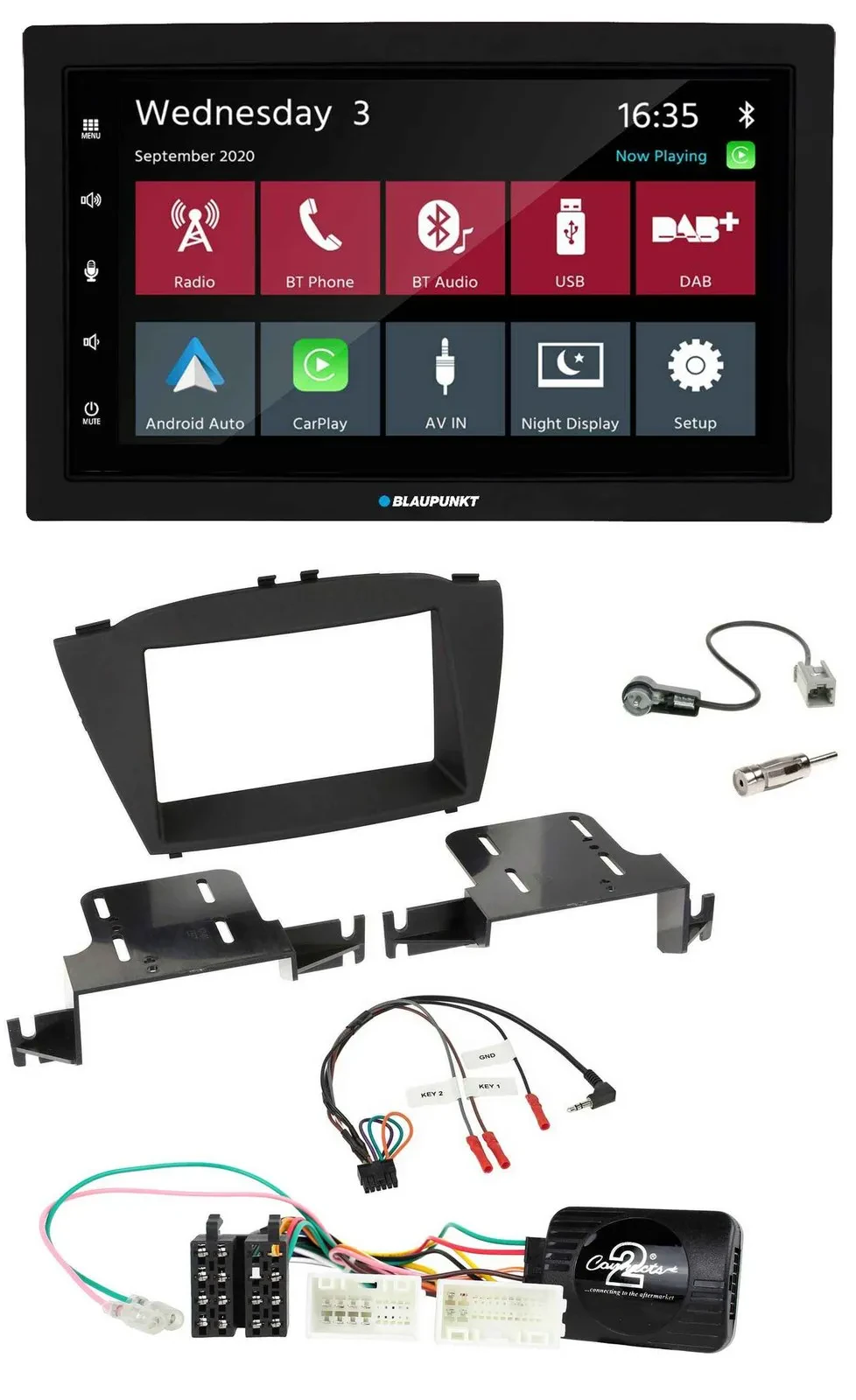 Blaupunkt DAB Bluetooth USB Lenkrad 2DIN Autoradio für Hyundai ix35 ab 2013 ohne