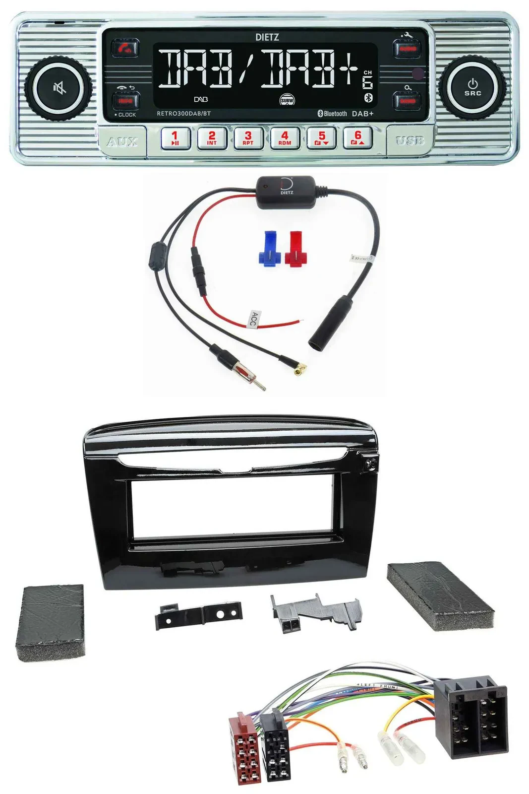 Dietz DAB USB MP3 Bluetooth Autoradio für Lancia Y ab 12 schwarz glänzend