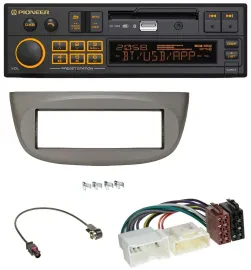 Pioneer DAB MP3 USB Bluetooth Autoradio für Renault Twingo ab 2012 beige-grau