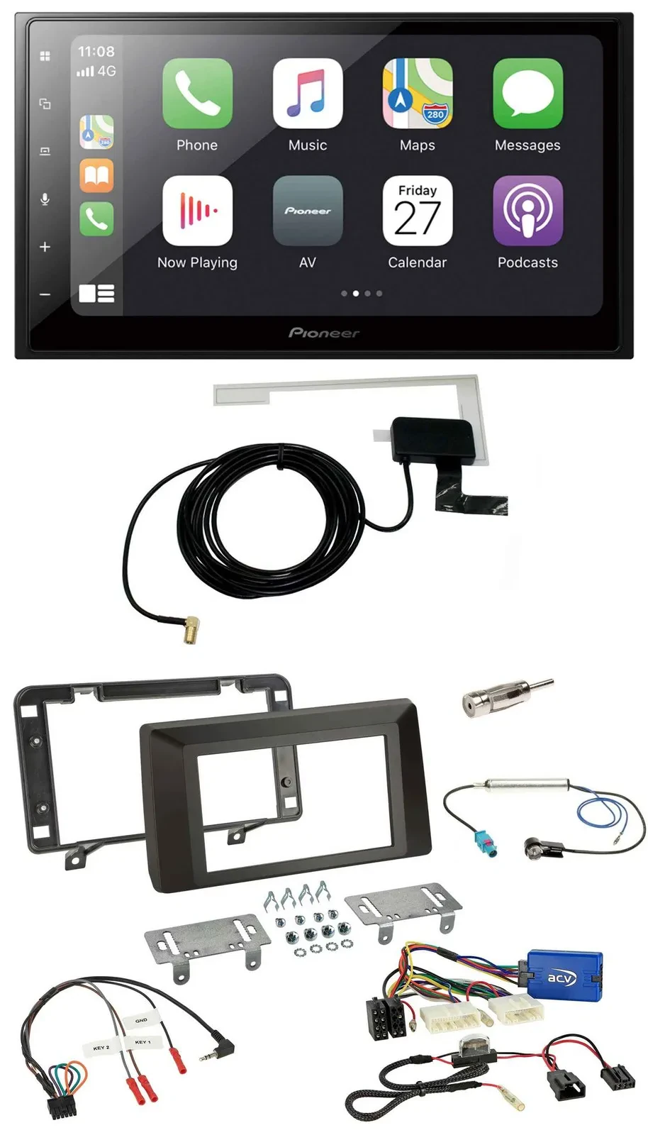 Pioneer USB Lenkrad 2DIN Bluetooth DAB Autoradio für Dacia Duster ab 2021