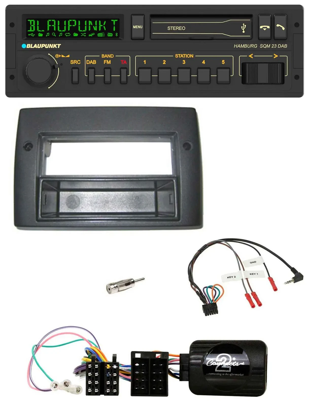 Blaupunkt USB DAB Bluetooth Lenkrad Autoradio für Fiat Stilo 2001-2007 Profi Abl