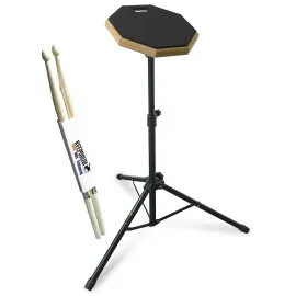 keepdrum Übungspad DP-BK8 Practice Pad schwarz 8 Zoll mit Stativ und Drumsticks