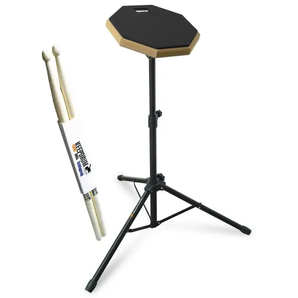 keepdrum Übungspad DP-BK8 Practice Pad schwarz 8 Zoll mit Stativ und Drumsticks