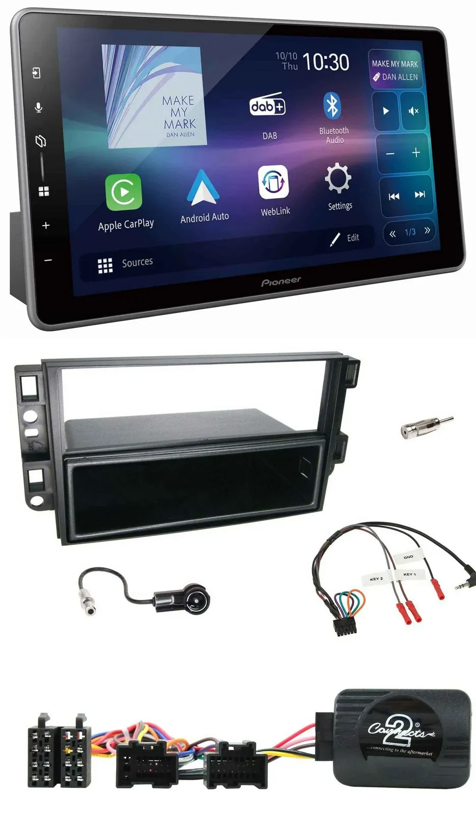 Автомагнитола Pioneer Bluetooth, USB, DAB, поддержка управления с руля, для Chevrolet Aveo/Captiva 2006–2011