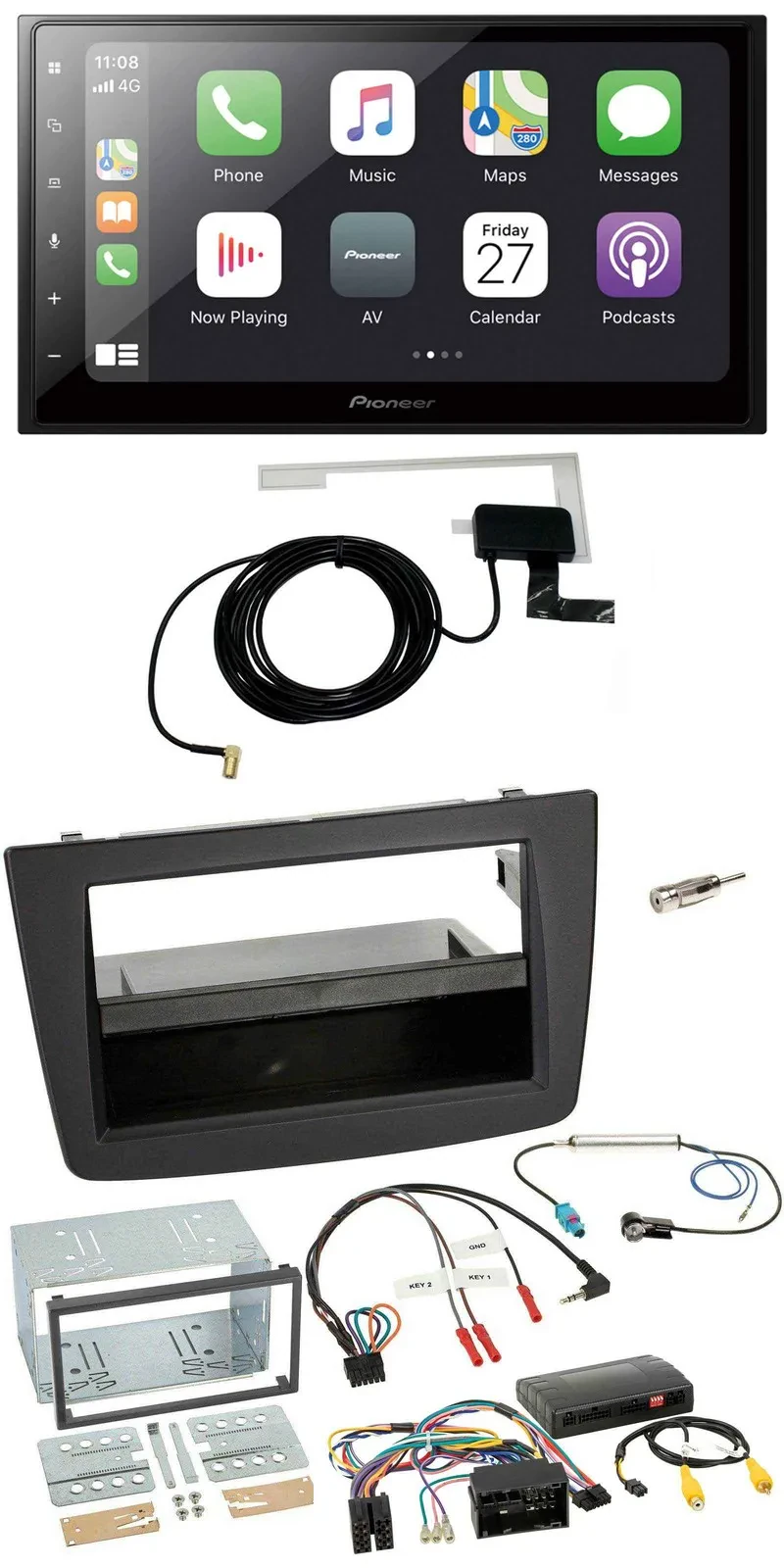 Pioneer USB Lenkrad 2DIN Bluetooth DAB Autoradio für Alfa Romeo Mito 14-18 Infoa