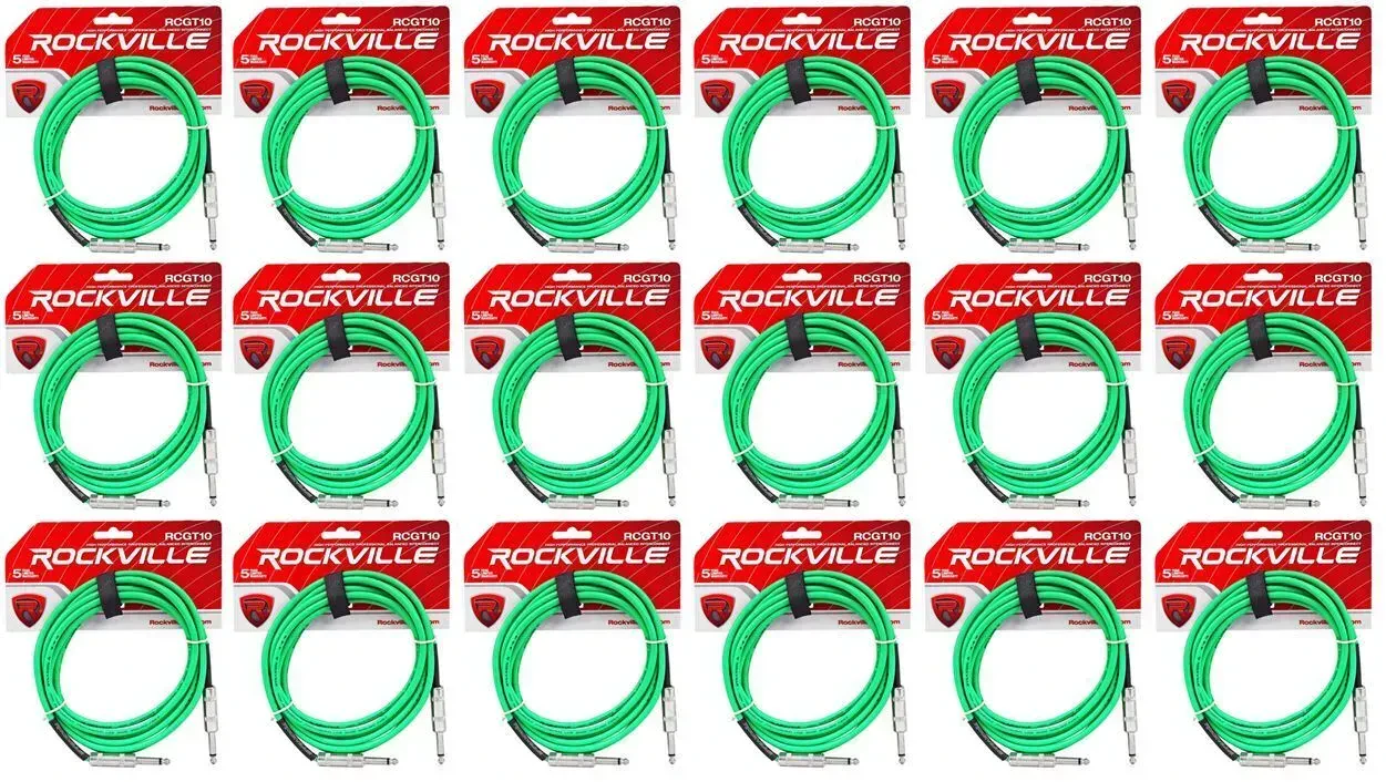 Инструментальный кабель Rockville RCGT10G Green 3 м (18 штук)