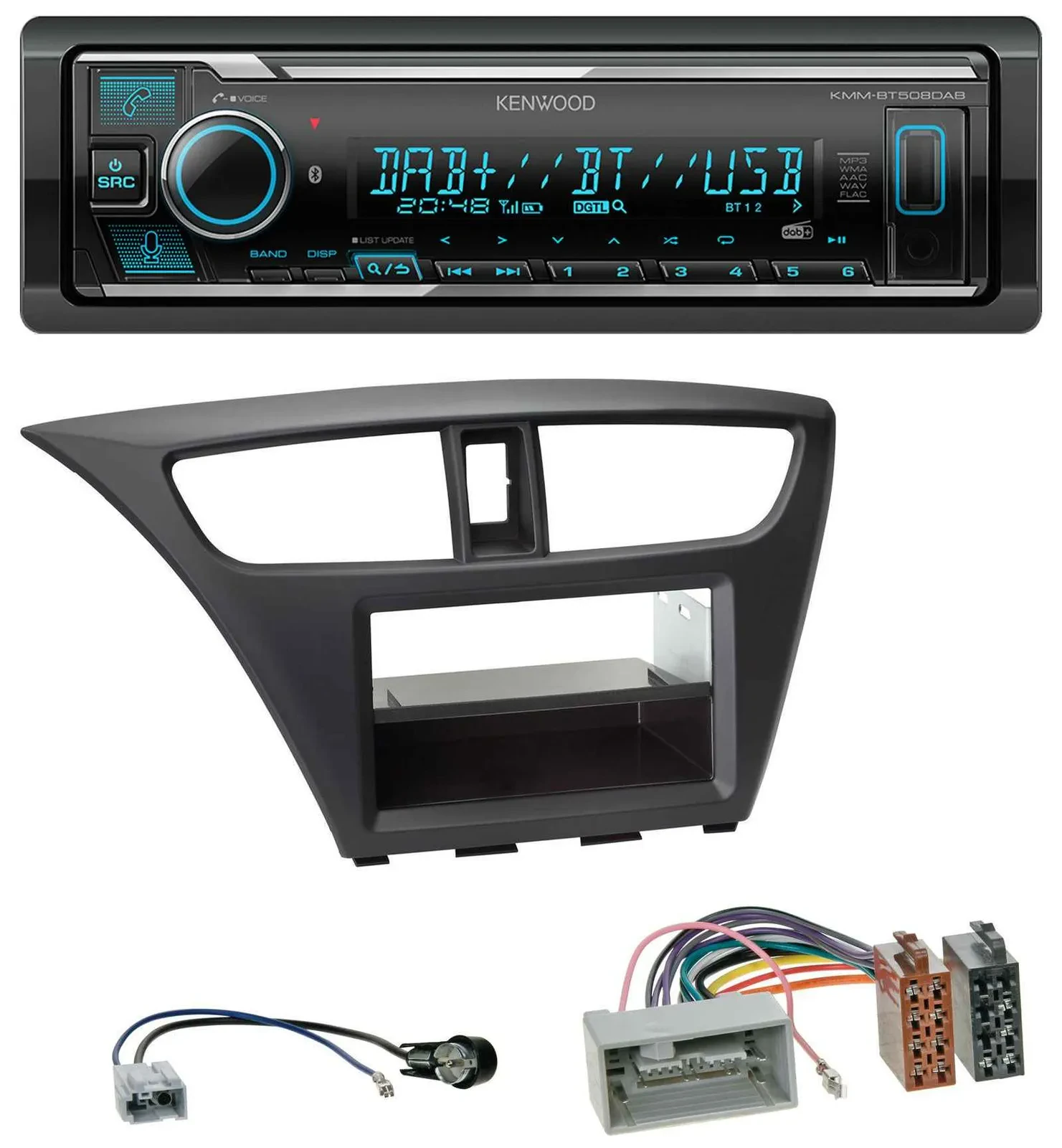 Автомагнитола Kenwood Bluetooth, MP3, DAB, USB для Honda Civic (с 2012)