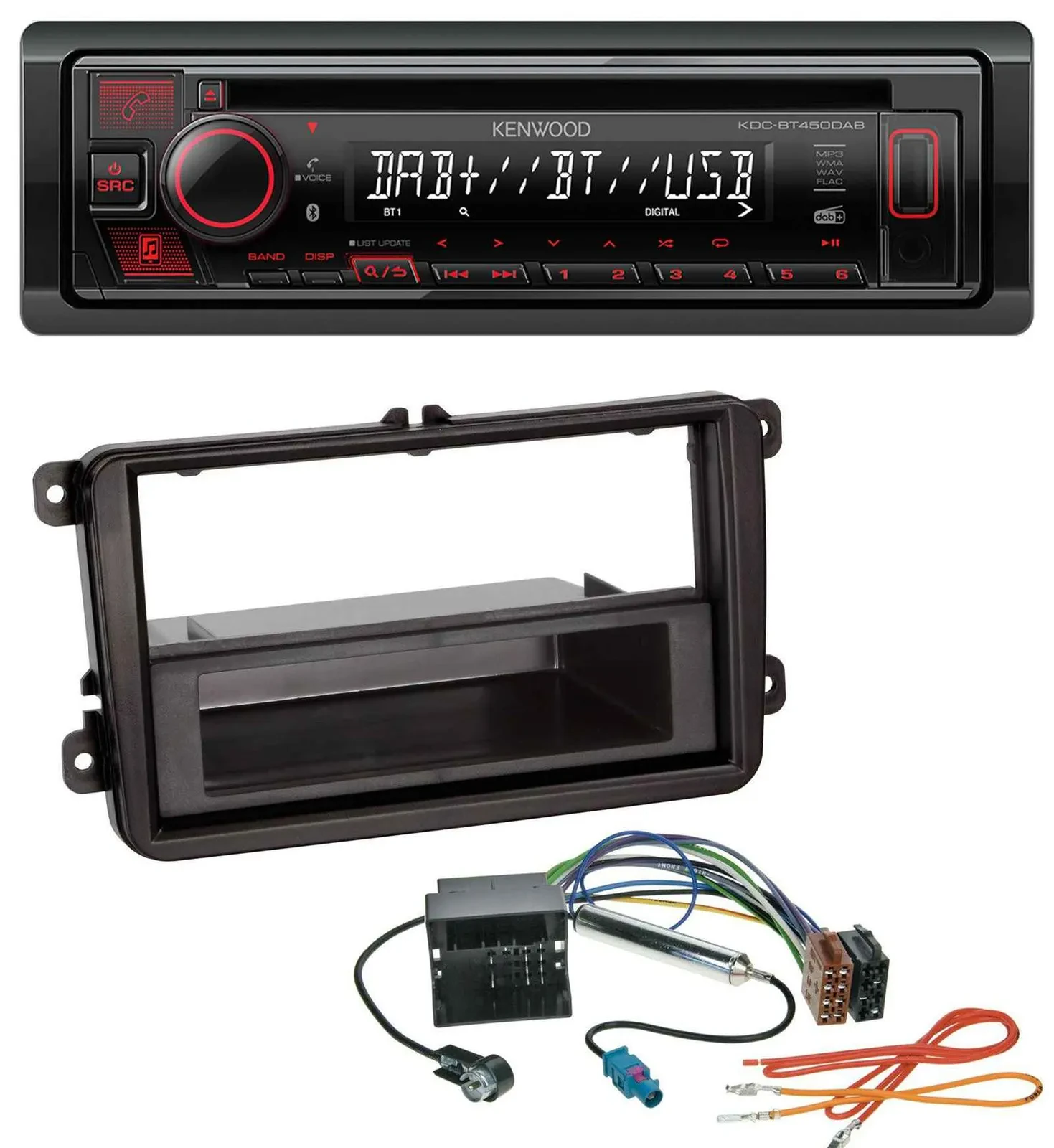 Kenwood MP3 CD USB Bluetooth DAB Autoradio für VW Sharan ab 10 Tiguan ab 07 Tour