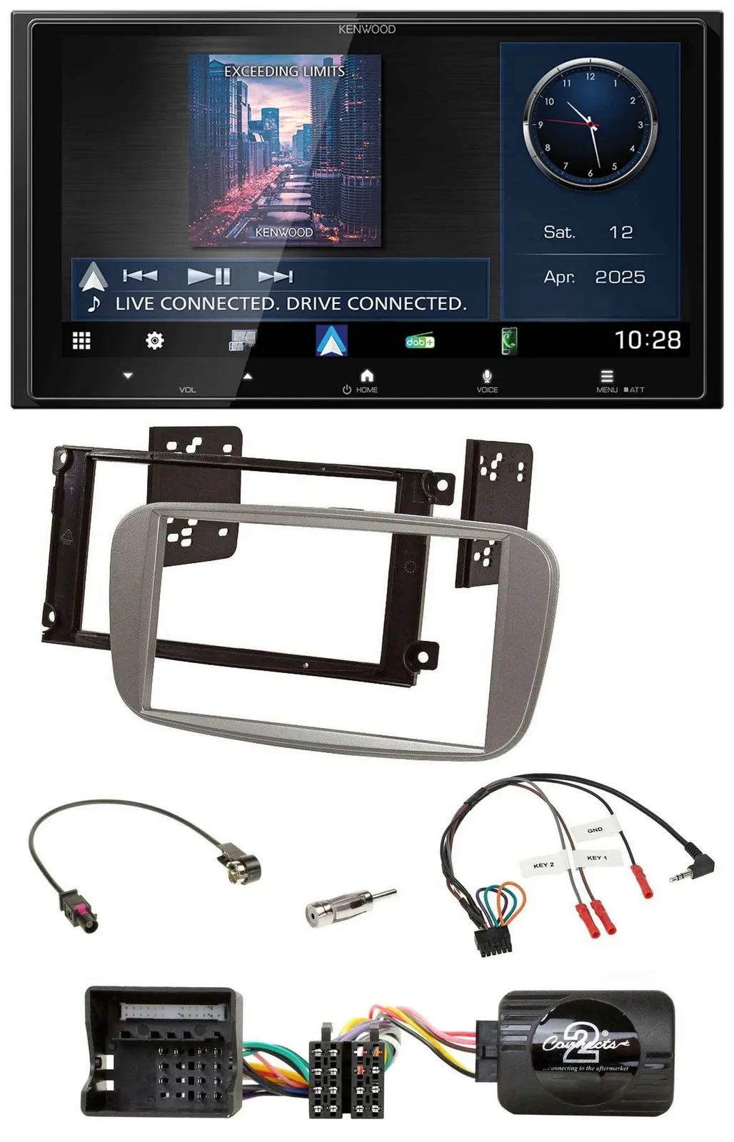 Kenwood Bluetooth 2DIN USB DAB Lenkrad Autoradio für Ford Mondeo S-Max ab 07 sil