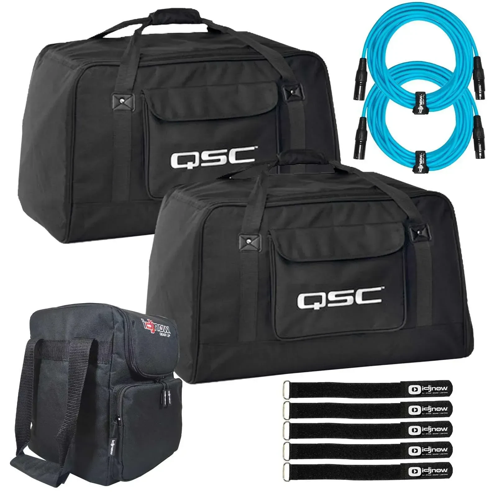Чехол для акустической системы QSC K12TOTE (набор, 2 шт.) для K12/K12.2 с XLR кабелями 20' (синие) и сумкой для переноски