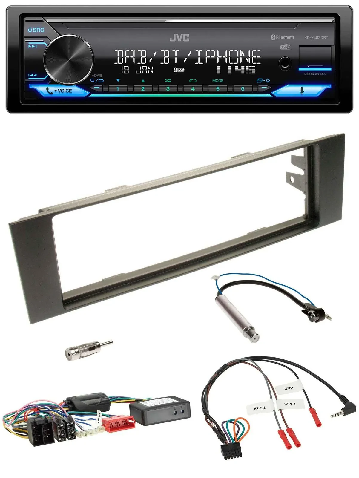 JVC Bluetooth DAB USB Lenkrad Autoradio für Audi A3 03-06 Teilsystemadapter