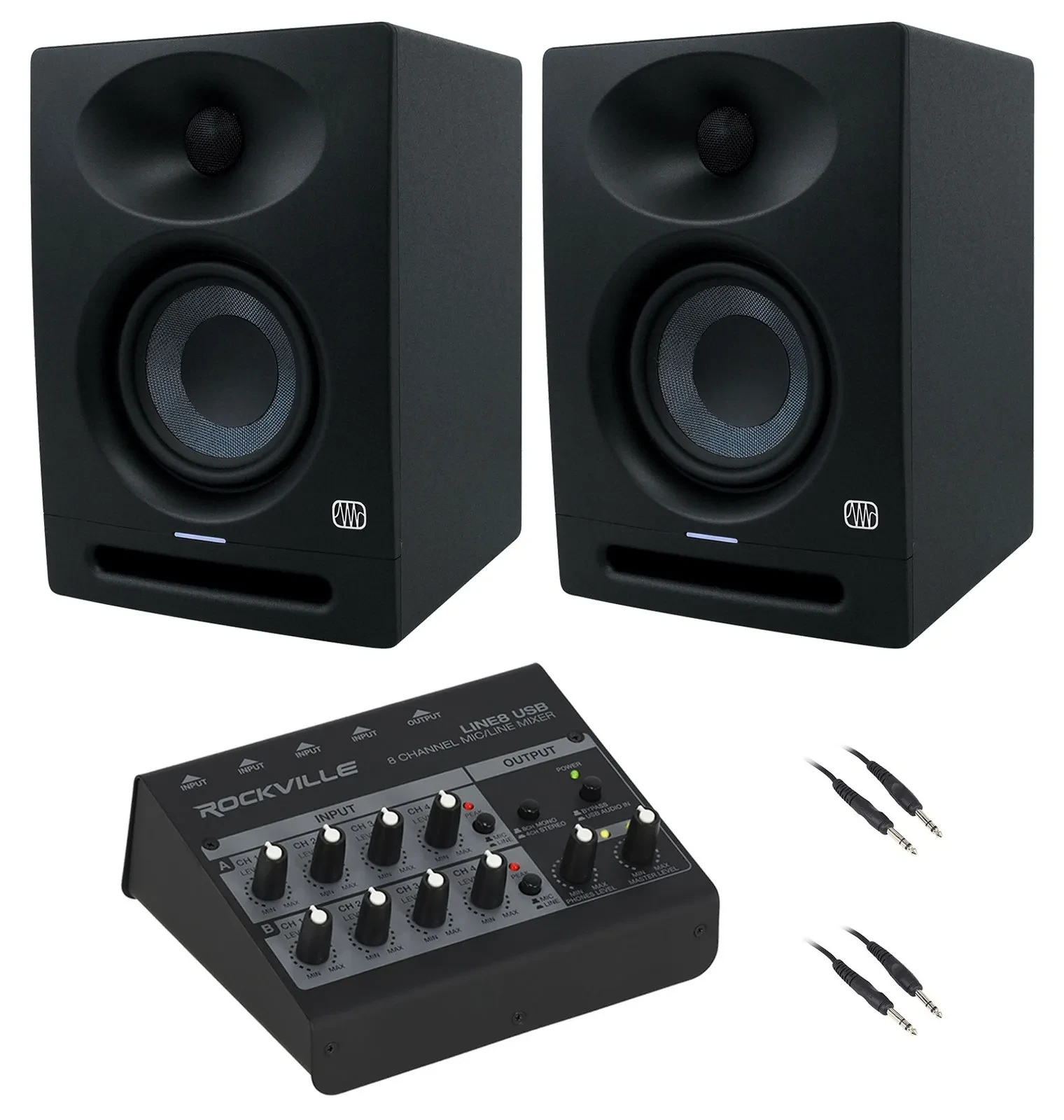 2) Presonus Eris Studio 4 Powered 4.5" Studio Monitor Speakers+Mixer w/Interface