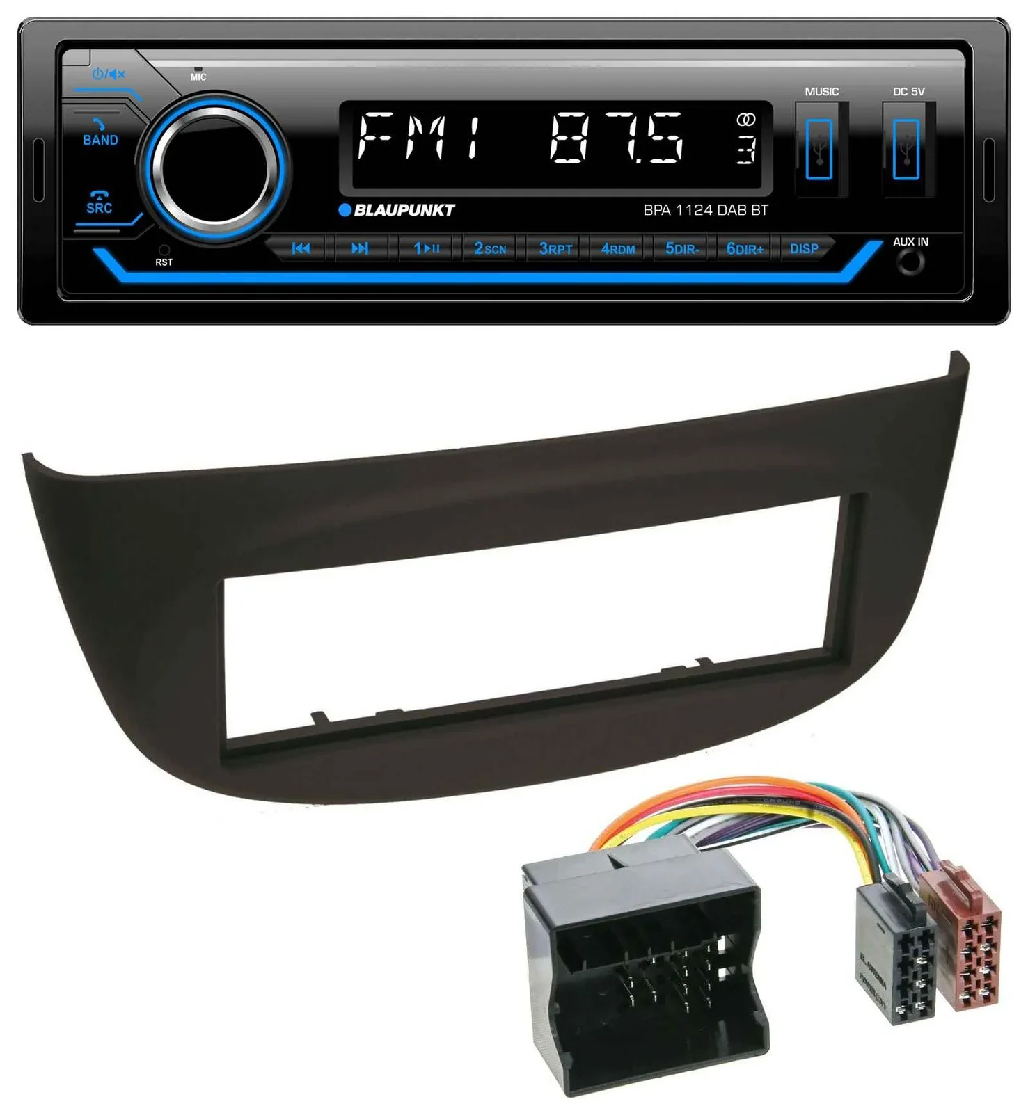 Автомагнитола Blaupunkt для Renault Twingo (2007–2014) Bluetooth, USB, DAB, MP3, чёрная