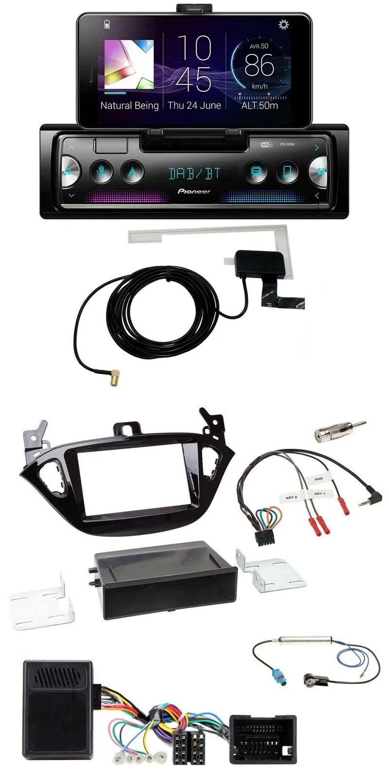 Pioneer DAB Bluetooth Lenkrad USB Autoradio für Opel Adam ab 2013 Corsa E Ablage