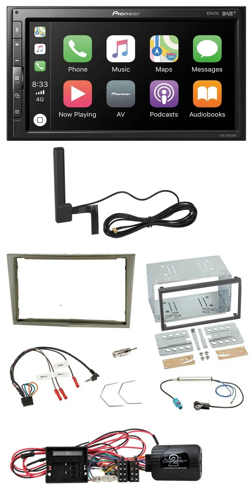 Pioneer USB 2DIN Bluetooth DAB Lenkrad Autoradio für Opel Corsa D satin-stone 09