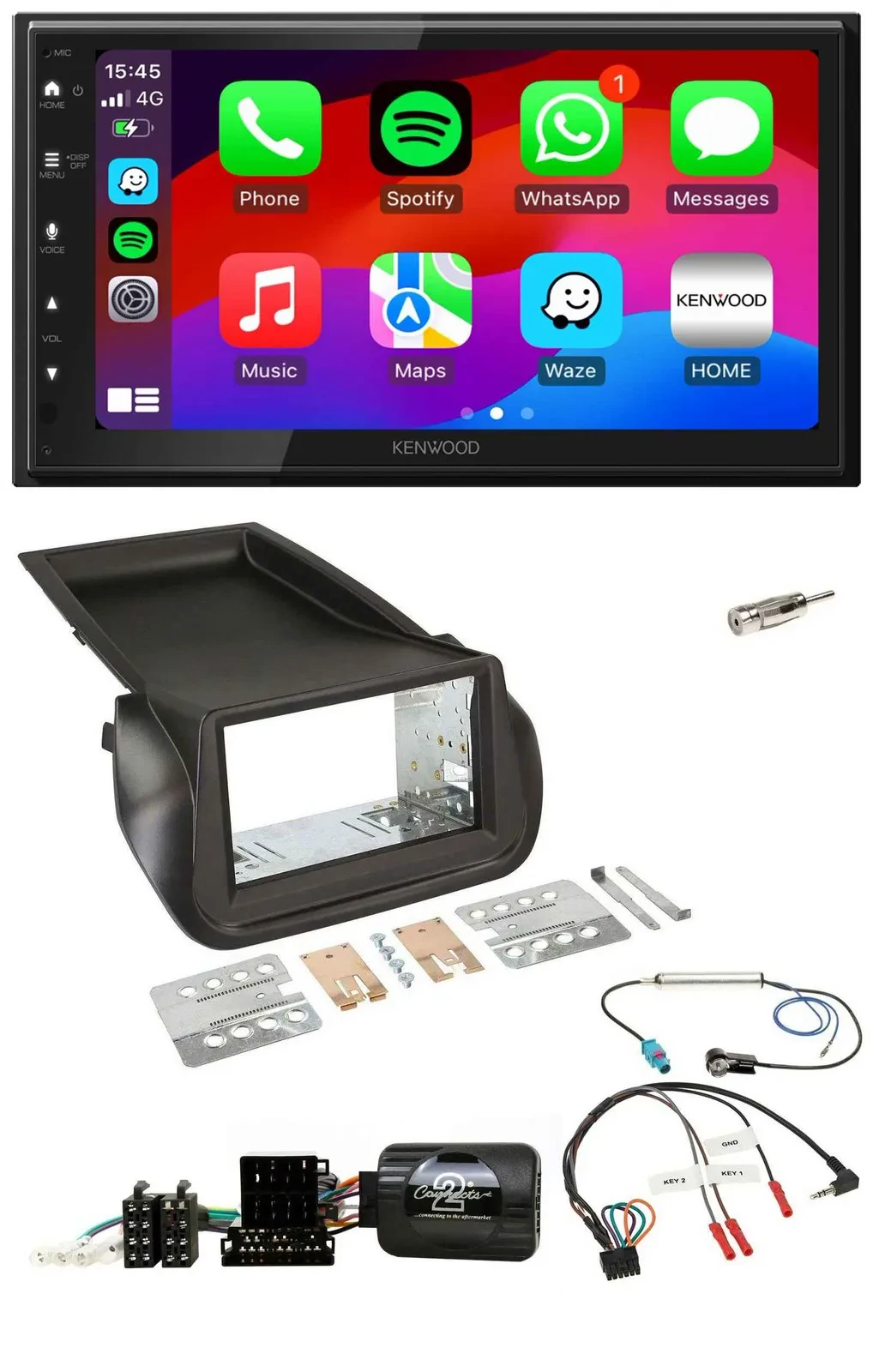 Kenwood Lenkrad USB DAB 2DIN Bluetooth Autoradio für Citroen Nemo Peugeot Bipper