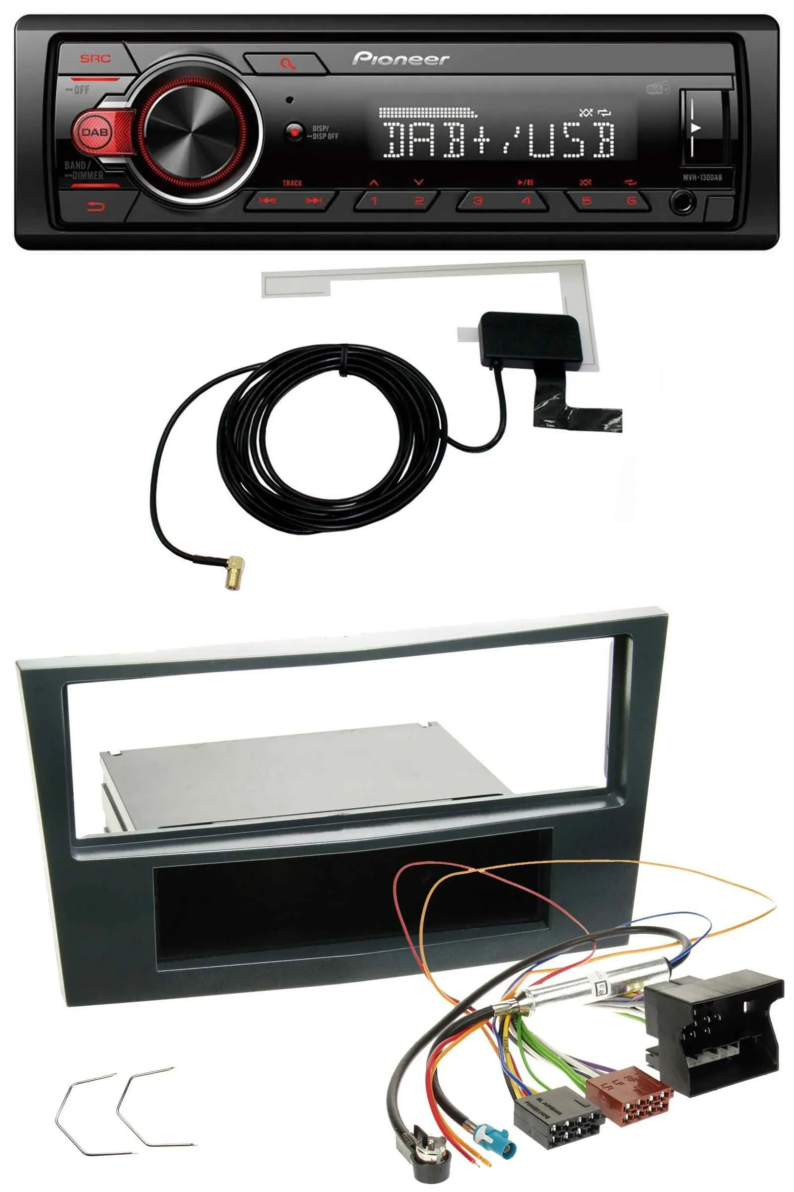 Pioneer 1DIN MP3 DAB USB AUX Autoradio für Opel Corsa D ab 2005 Stealth Schwarz