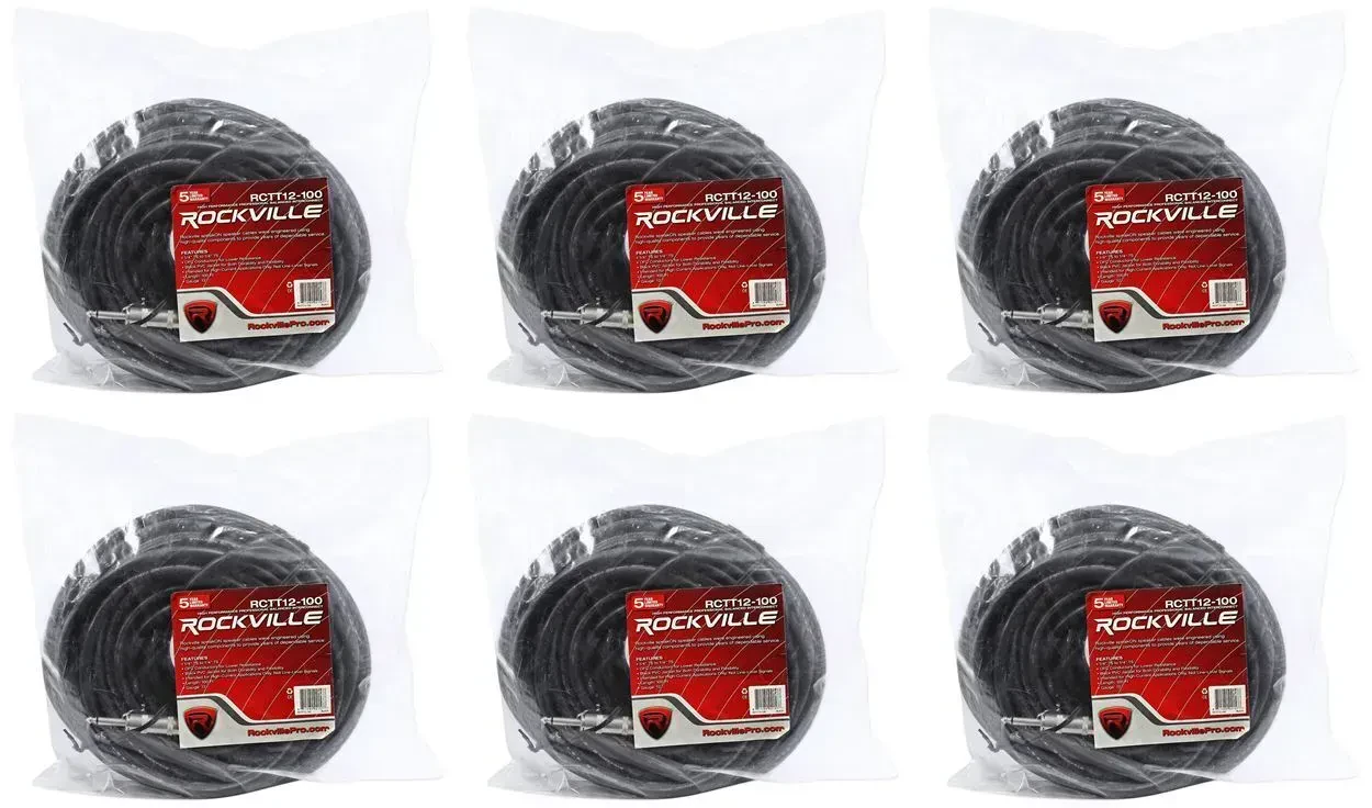 Спикерный кабель Rockville RCTT12100 Black 30.5 м (6 штук)