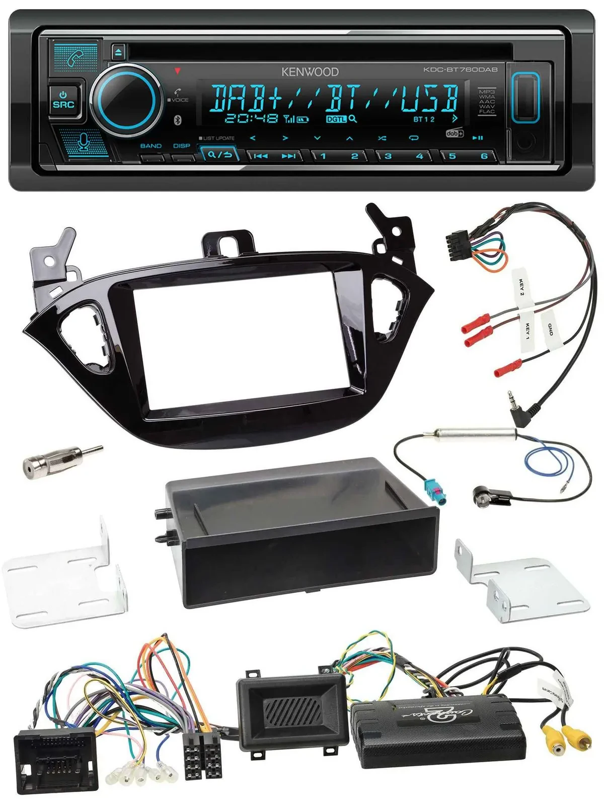 Kenwood Lenkrad Bluetooth DAB USB CD Autoradio für Opel Adam Corsa E ab 2013 PDC