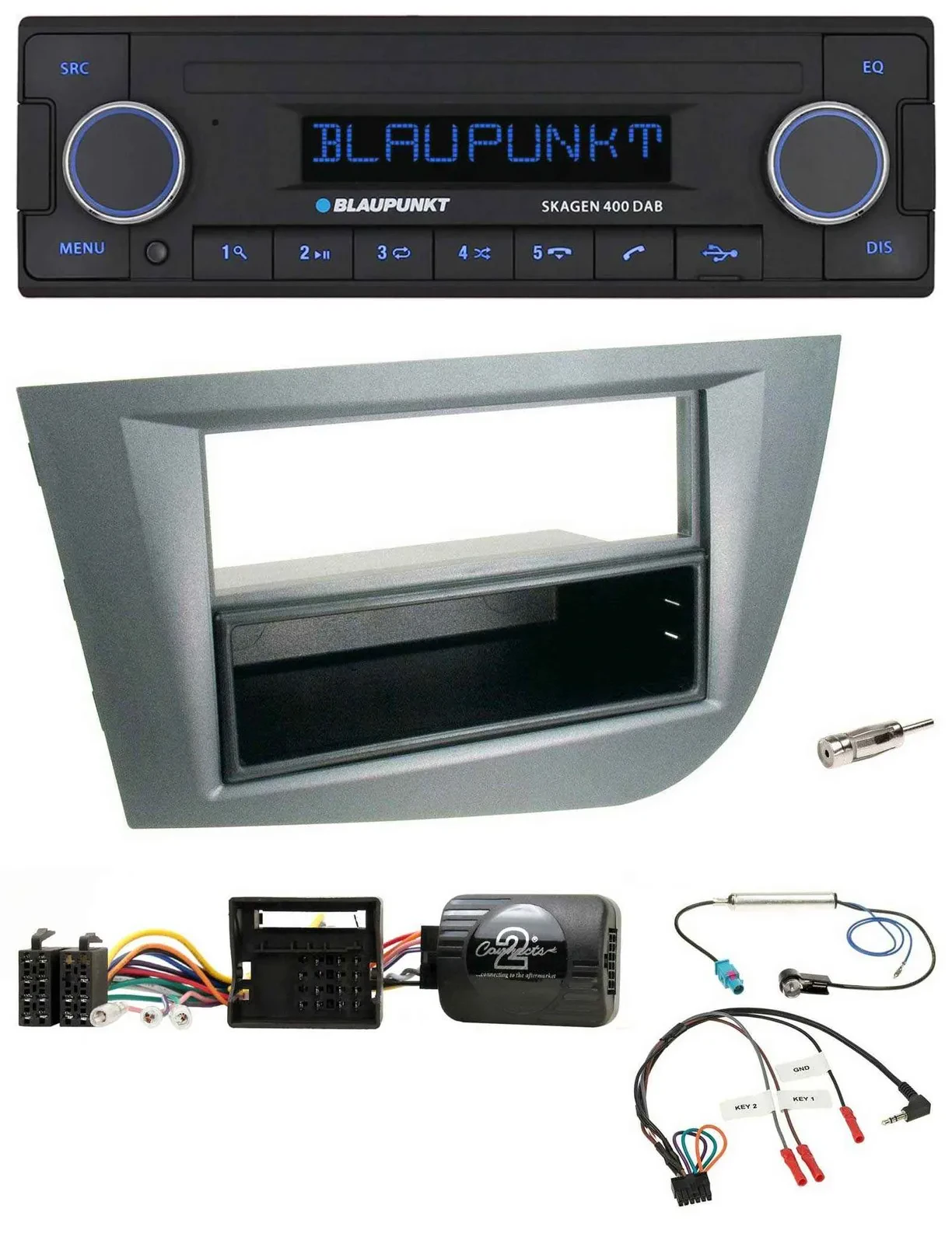 Blaupunkt DAB USB Bluetooth Lenkrad Autoradio für Seat Leon 2005-2010 dunkelgrau