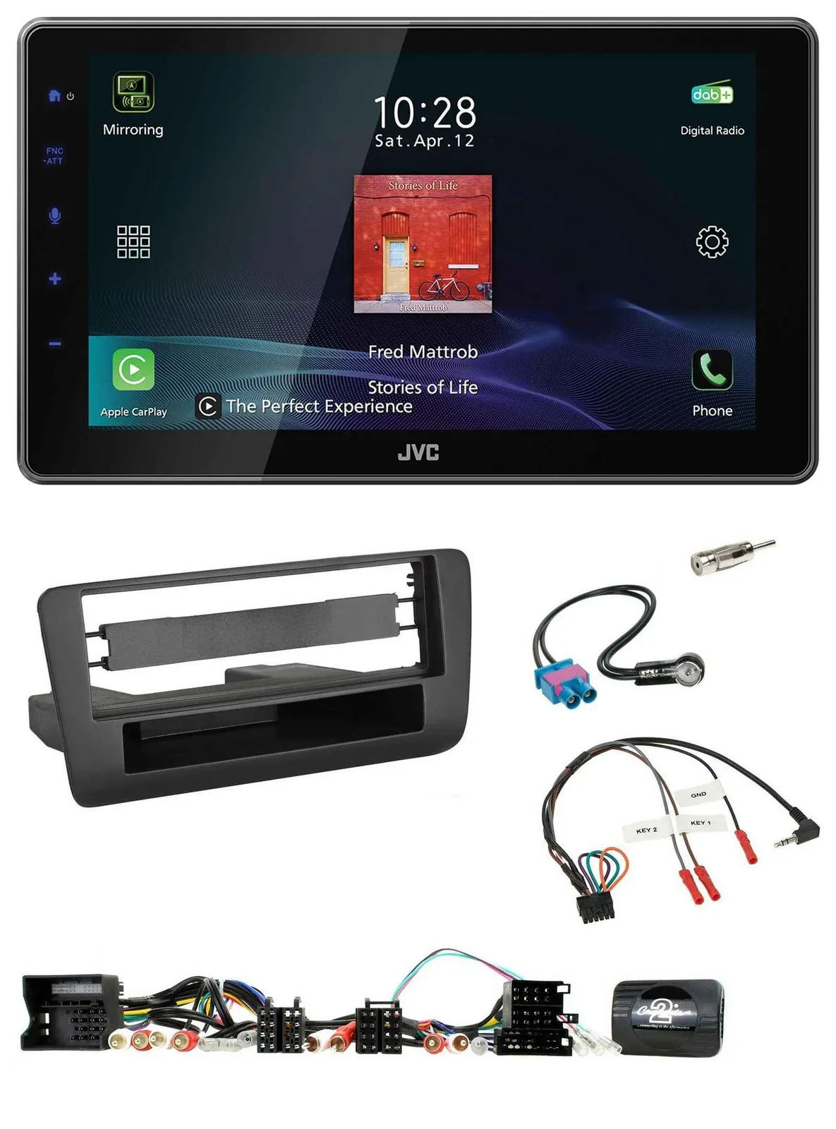 JVC DAB Lenkrad Bluetooth USB Autoradio für Audi A1 (2010-2019)