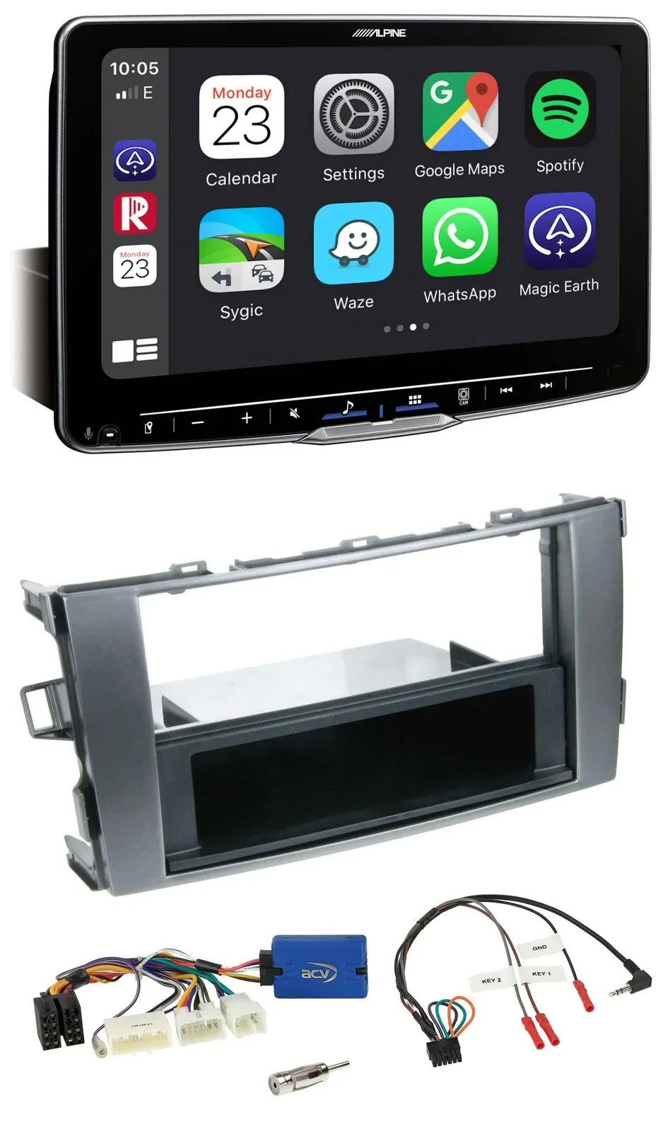 Автомагнитола для Toyota Auris (2011–2012) Alpine Bluetooth, USB, DAB, антрацит