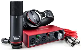 Студийный комплект: внешняя звуковая карта Focusrite Scarlett 2i2 Studio Pack 3rd Gen + наушники, микрофон, ПО, микрофонный кабель, USB кабель