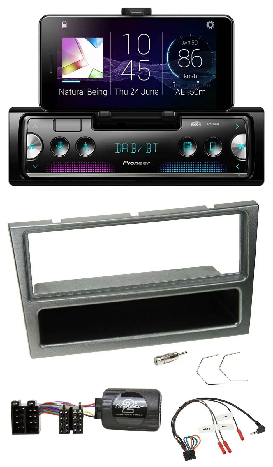 Pioneer USB Lenkrad Bluetooth DAB Autoradio für Opel Corsa C 00-04 aluminium