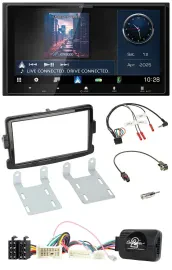 Kenwood Bluetooth 2DIN USB DAB Lenkrad Autoradio für Dacia ab 2012 piano schwarz