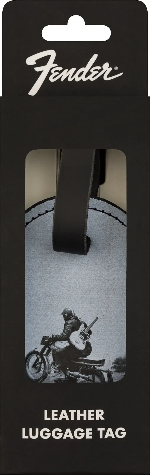 FENDER Vintage Ad Luggage Tag  Motorcycle Rider