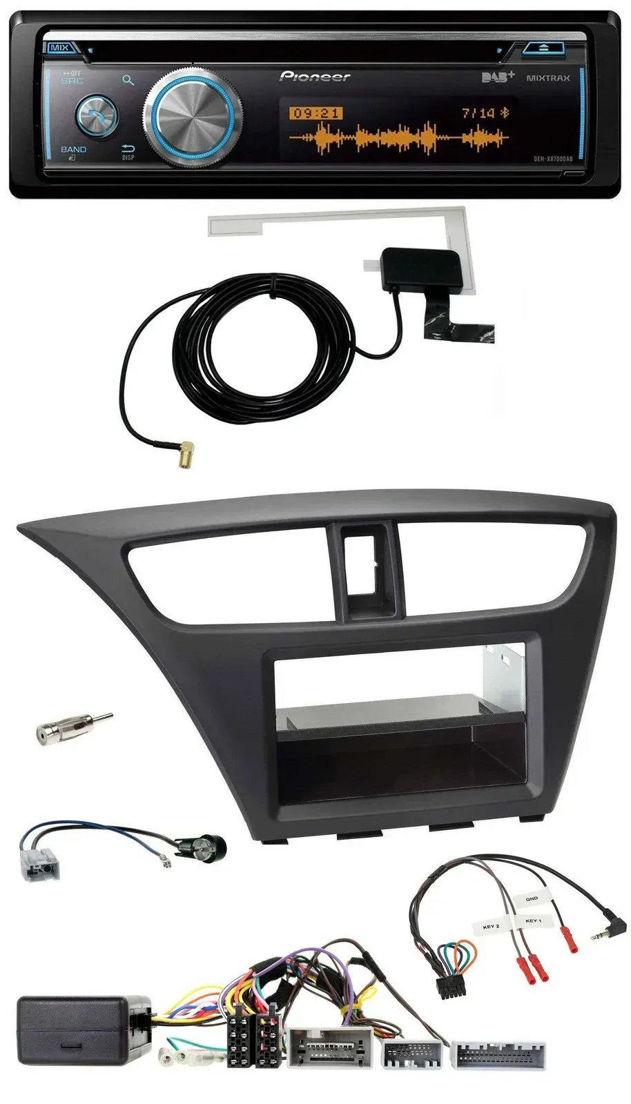 Автомагнитола Pioneer Bluetooth DAB USB CD для Honda Civic (с 2012)