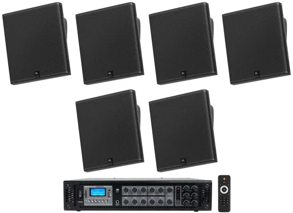Настенная акустика JBL SLP14/T Black с усилителем (6 штук)