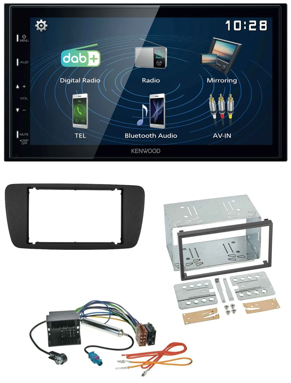 Kenwood 2DIN Bluetooth MP3 USB DAB Autoradio für Seat Ibiza ab 08 nitschwarz