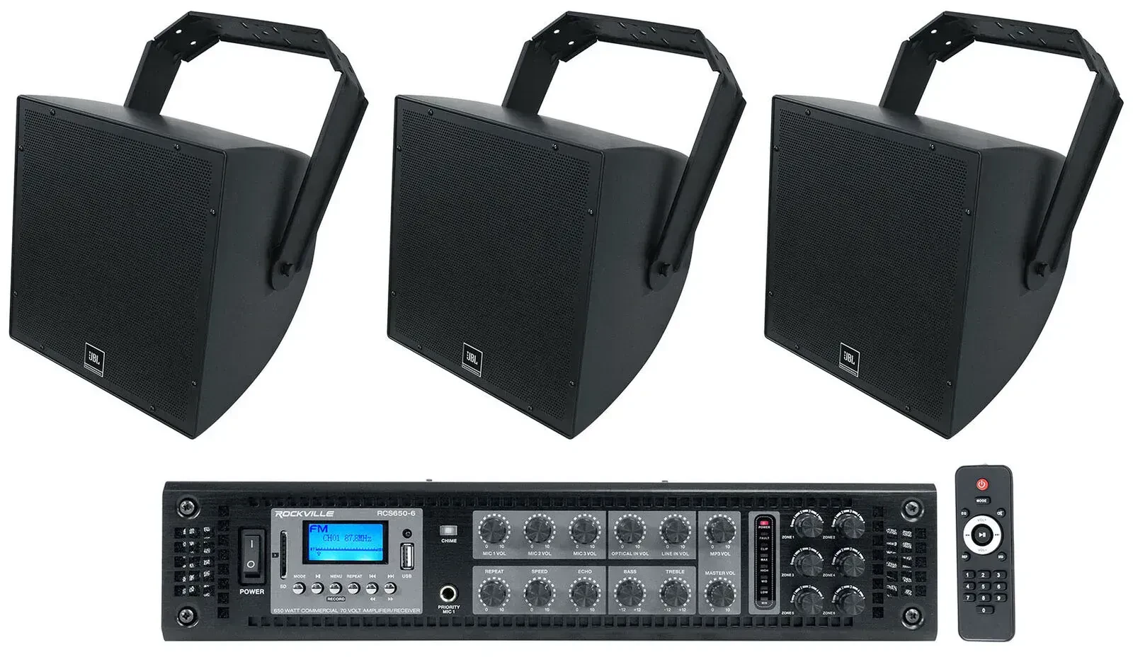 Настенная акустика Rockville RCS650-6+(3) AWC129-BK Black с усилителем (3 штуки)