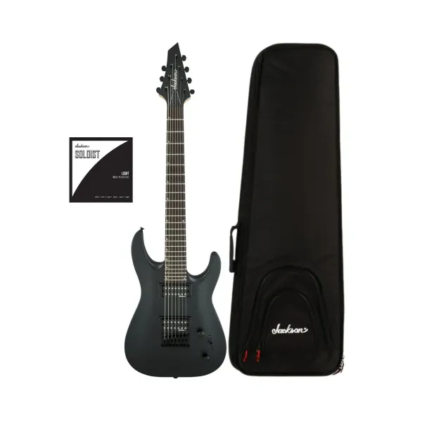 Jackson JS Series Dinky Arch Top JS22-7 DKA HT Electric Guitar (Black) Bundle
