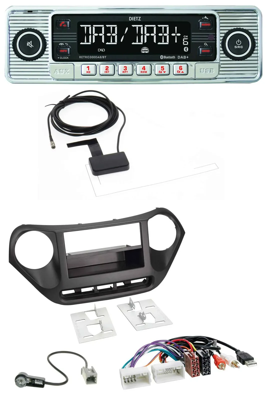 Dietz Bluetooth USB MP3 DAB Autoradio für Hyundai i10 (ab 2013) AUX USB