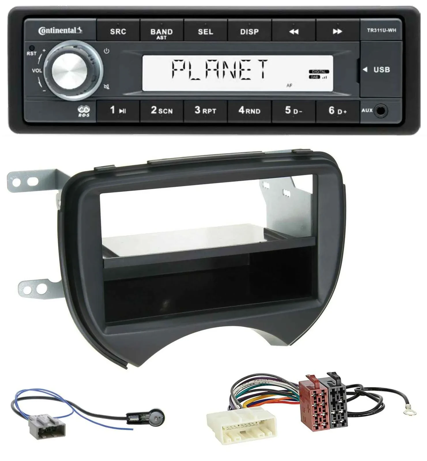 Автомагнитола для Nissan Micra K13 (2010–2013) Continental USB/MP3/AUX 1 DIN, черный