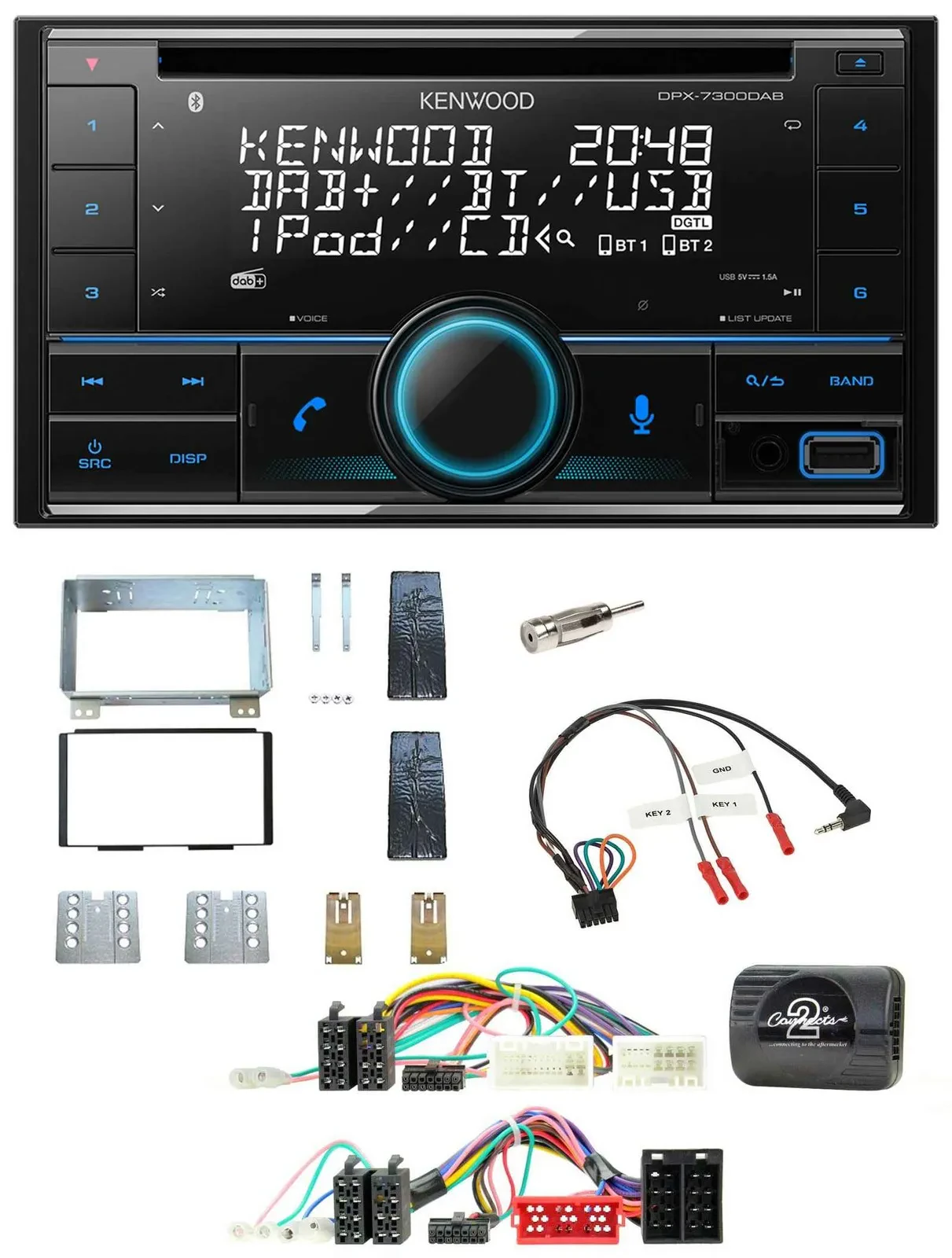 Kenwood CD 2DIN DAB USB Lenkrad Bluetooth Autoradio für KIA Carnival II VQ 2006-