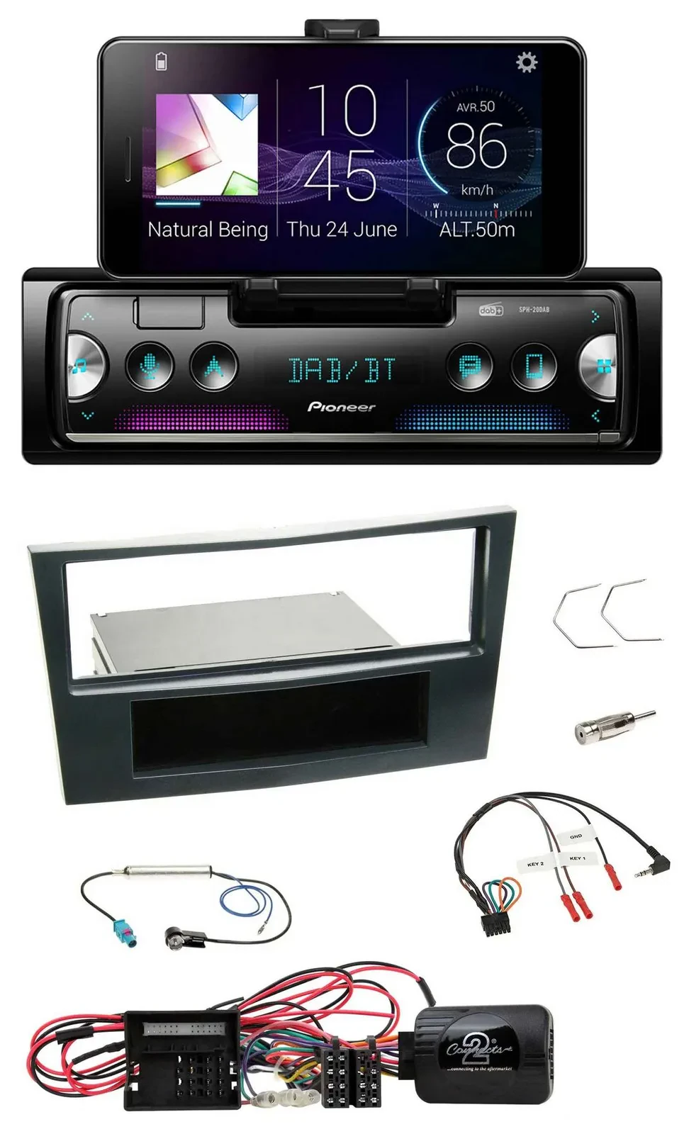 Автомагнитола для Opel Corsa D (2009–2014) Pioneer USB, Bluetooth, DAB, поддержка кнопок на руле, черный