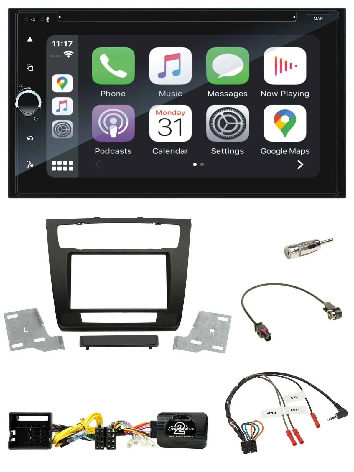 Blaupunkt 2DIN Bluetooth DAB USB DVD Lenkrad Autoradio für BMW 1er aut. Klima E8