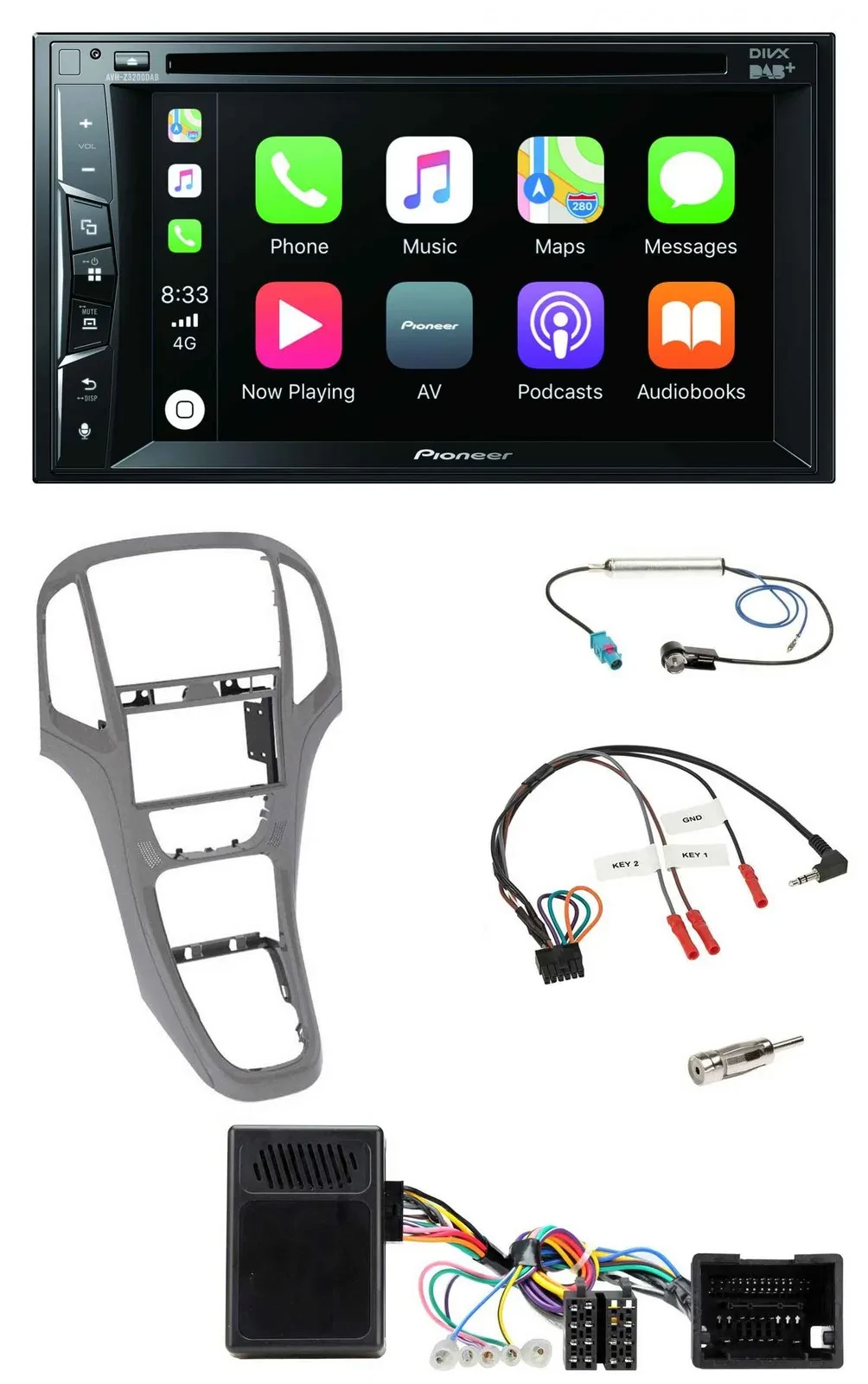 Pioneer Lenkrad USB DVD Bluetooth DAB 2DIN Autoradio für Opel Astra J ab 2009 Ti