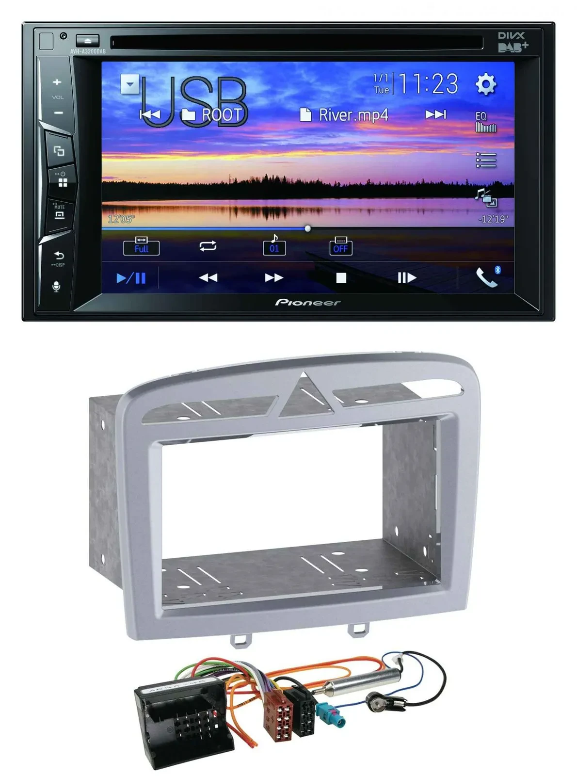 Pioneer Bluetooth 2DIN USB DVD DAB MP3 Autoradio für Peugeot 308 09-13 warmsilbe