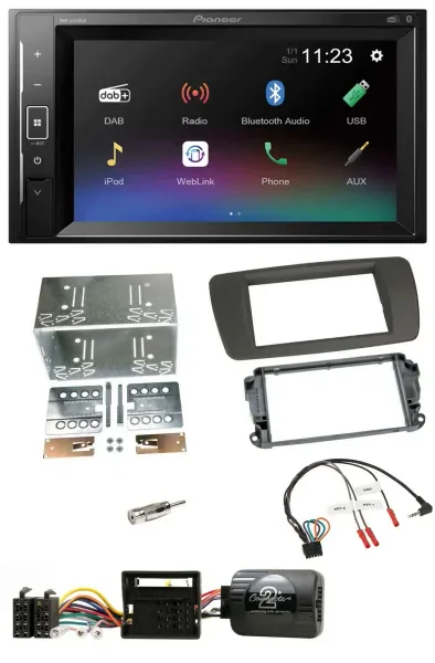Pioneer DAB Lenkrad 2DIN Bluetooth USB Autoradio für Seat Ibiza ab 08 tuam-grey