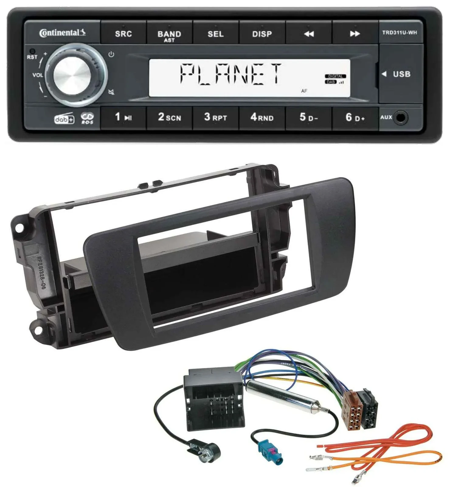 Continental MP3 AUX USB DAB 1DIN Autoradio für Seat Ibiza 6J ab 08 nitschwarz AN