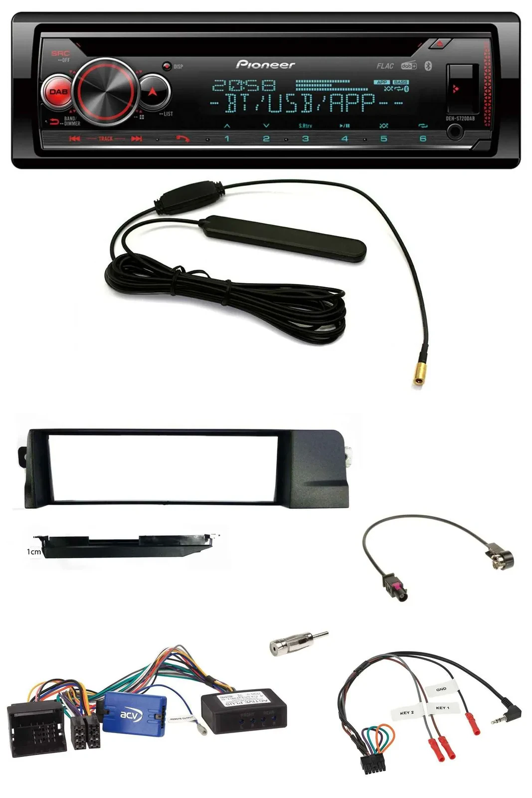 Автомагнитола Pioneer USB, DAB, Bluetooth, CD, поддержка кнопок на руле, для BMW 3 Series E46 (2001–2007), черный