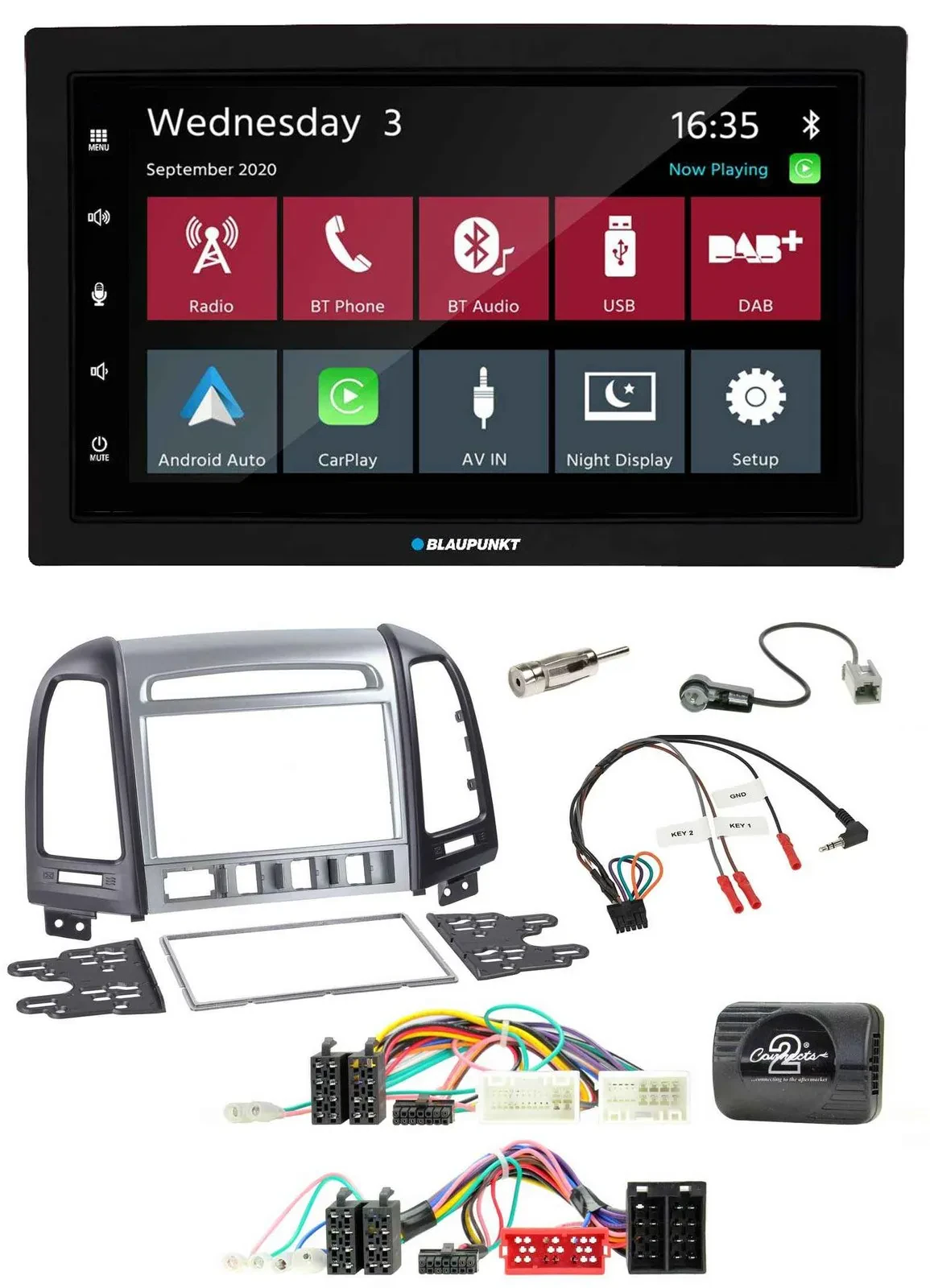 Blaupunkt DAB Bluetooth USB Lenkrad 2DIN Autoradio für Hyundai SantaFe 2010-2012